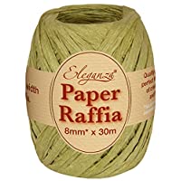 Eleganza 8 mm x 30 m bobinas de Rafia Rango de medición de o para Hacer Manualidades y de Regalo- No. 51 Verde